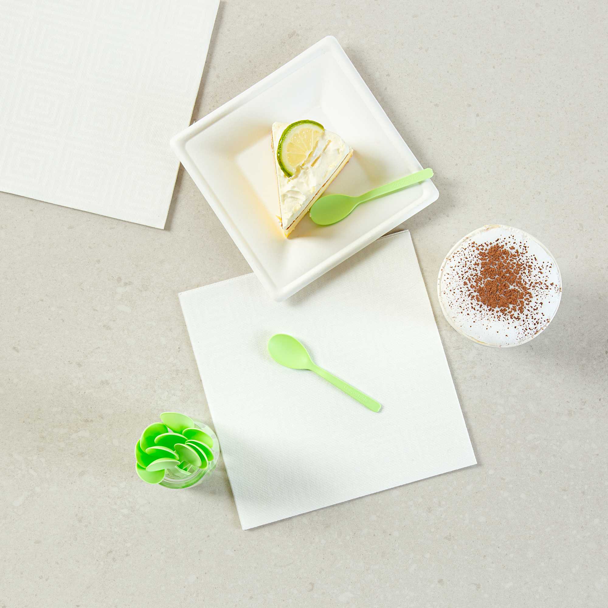 Basic Nature Green CPLA Plastic Mini Spoon - Heat-Resistant, Compostable - 4" - 100 count box
