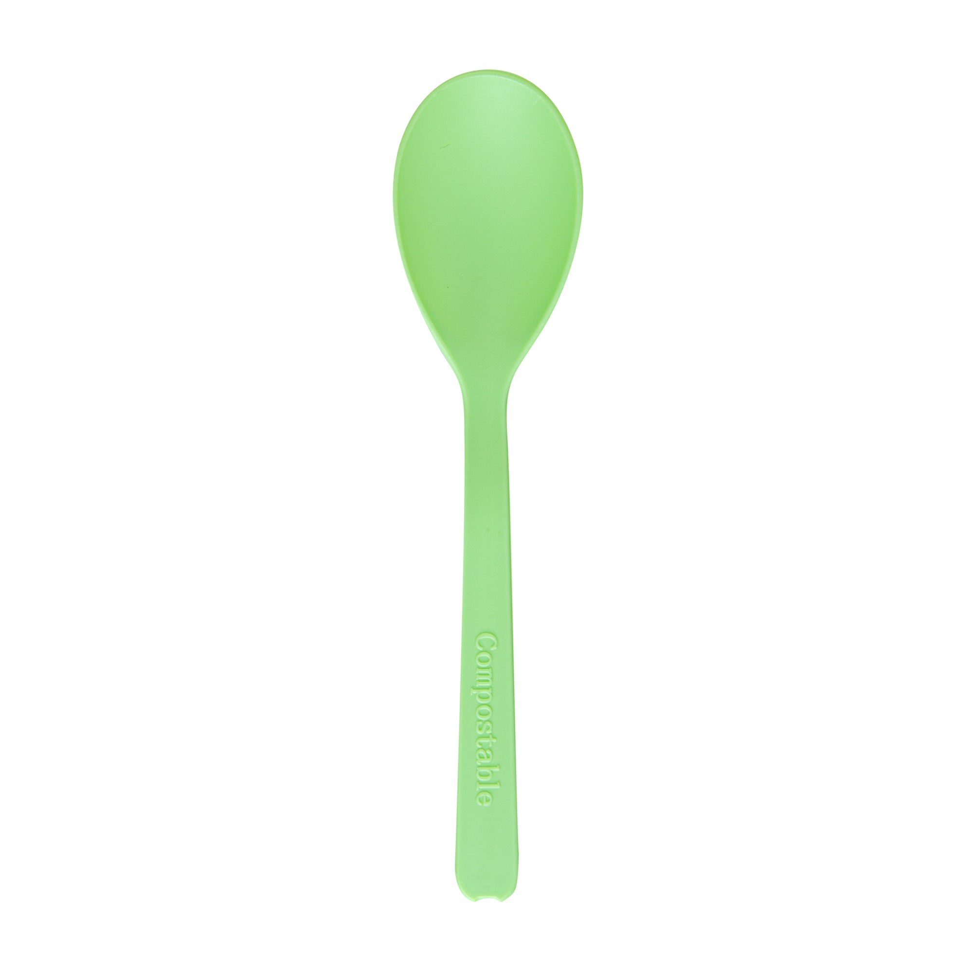 Basic Nature Green CPLA Plastic Mini Spoon - Heat-Resistant, Compostable - 4" - 1000 count box
