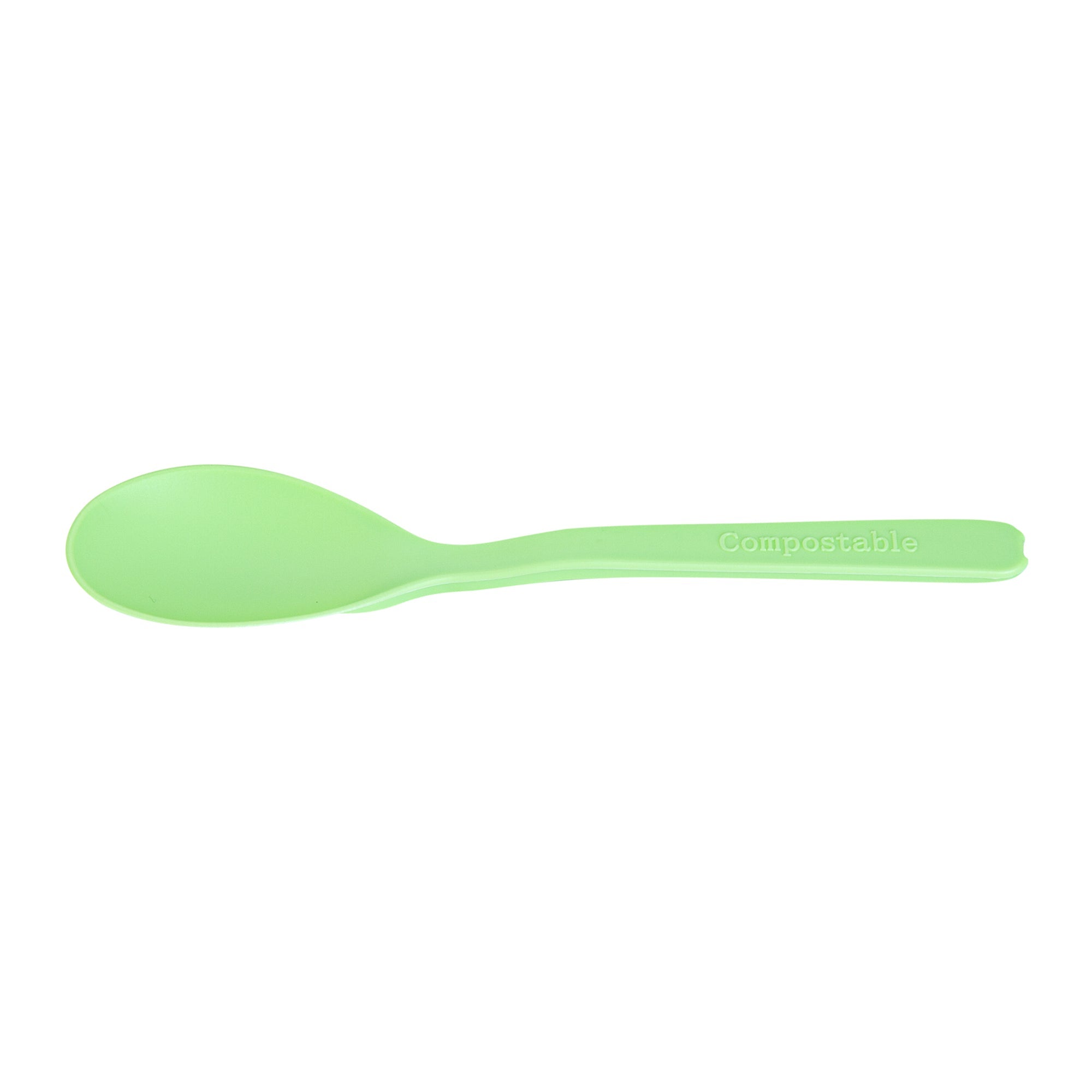 Basic Nature Green CPLA Plastic Mini Spoon - Heat-Resistant, Compostable - 4" - 1000 count box