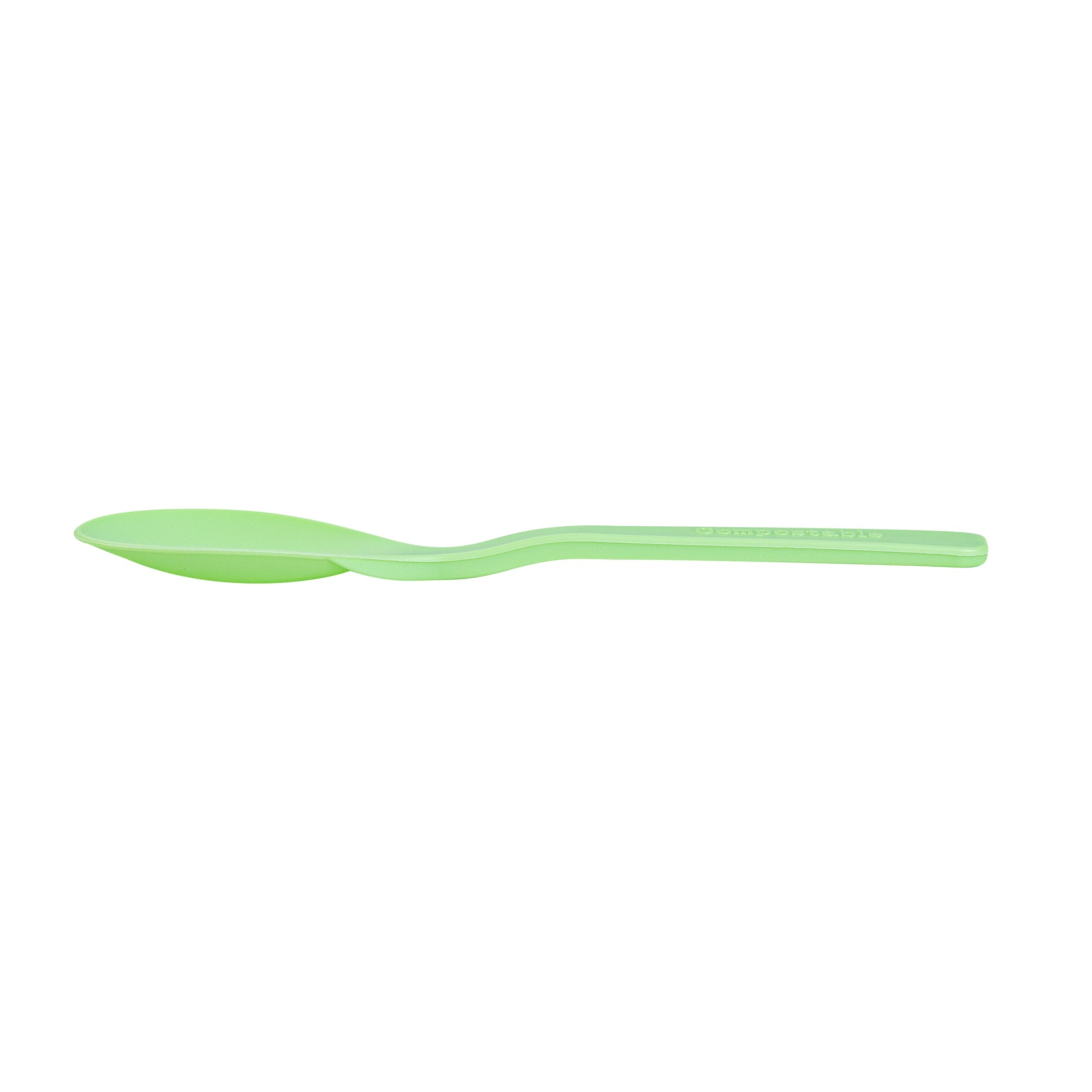 Basic Nature Green CPLA Plastic Mini Spoon - Heat-Resistant, Compostable - 4" - 1000 count box
