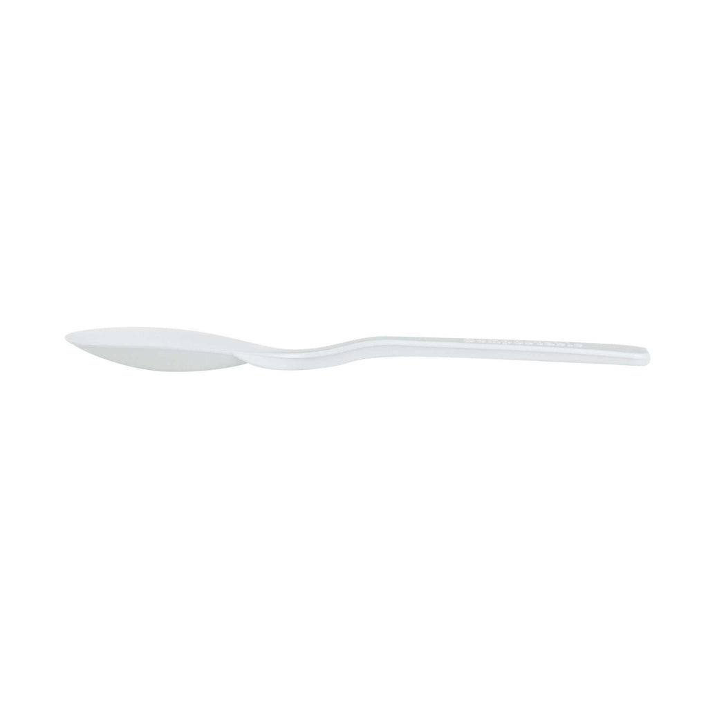 Basic Nature Round White Plastic Mini Spoon - Heat-Resistant, Compostable - 4" x 1" - 100 count box