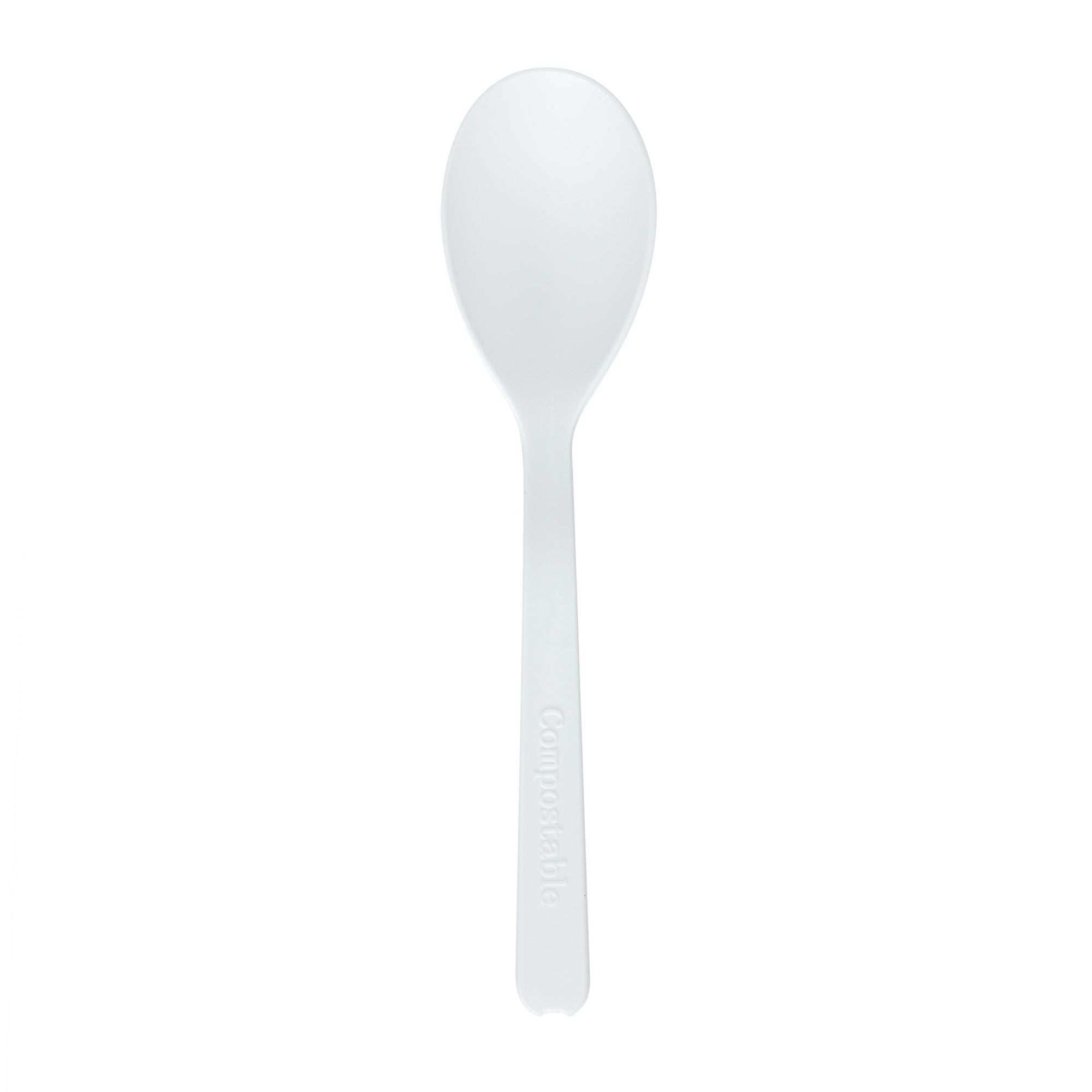 Basic Nature Round White Plastic Mini Spoon - Heat-Resistant, Compostable - 4" x 1" - 1000 count box