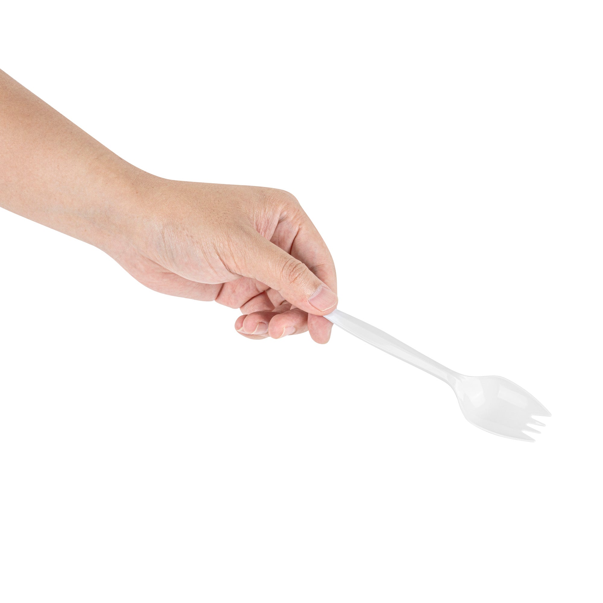 Chef 101 White Plastic Spork - with Napkin and Salt / Pepper Packets, Medium Weight, Wrapped - 5 1/4" - 250 count box
