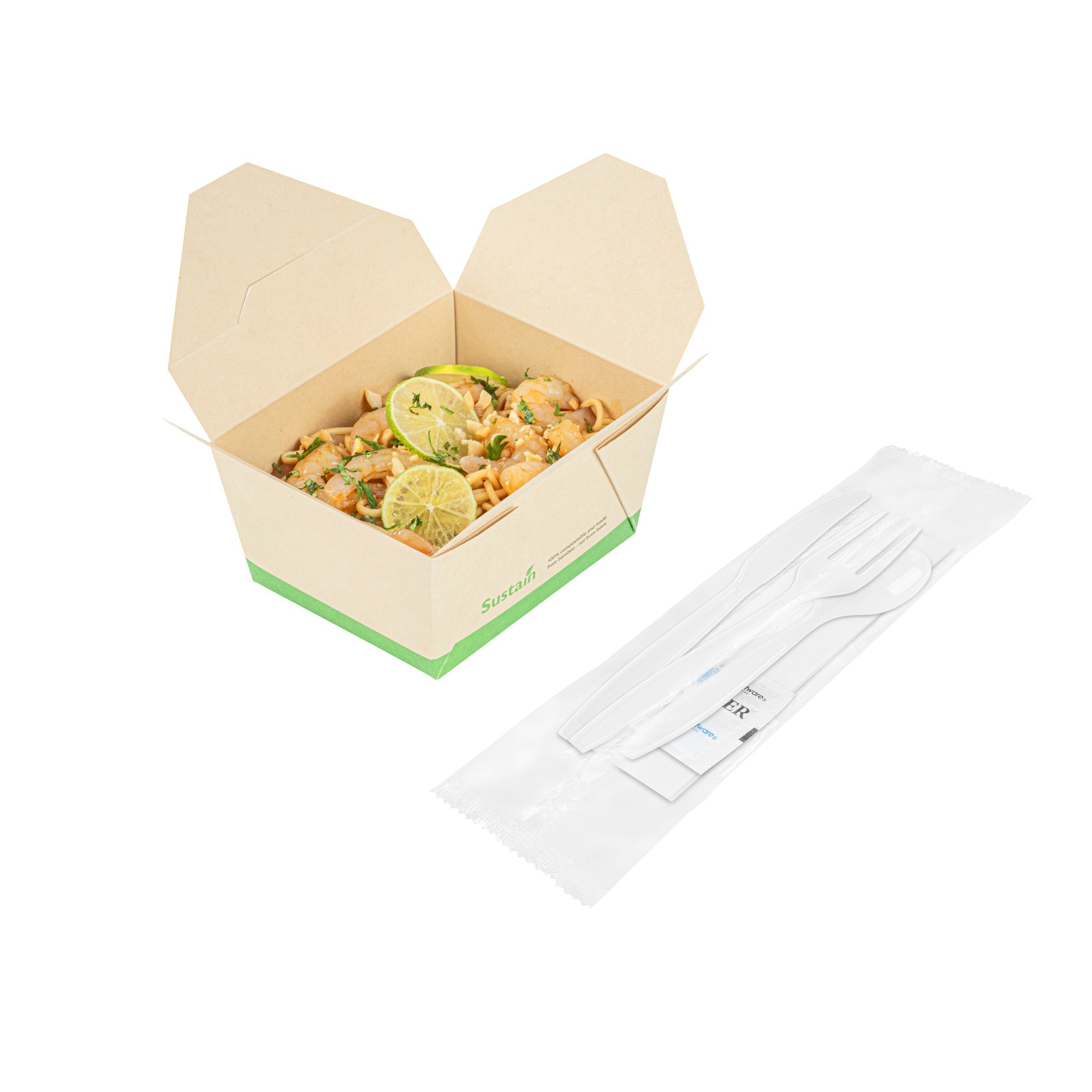 Chef 101 White Plastic Cutlery Set - with Napkin and Salt / Pepper Packets, Extra Heavy Weight, Wrapped - 7 1/2" - 500 count box
