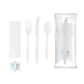 Chef 101 White Plastic Cutlery Set - with Napkin and Salt / Pepper Packets, Extra Heavy Weight, Wrapped - 7 1/2" - 250 count box