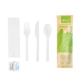 Basic Nature White PLA Plastic Cutlery Set - with Napkin and Salt / Pepper Packets, Wrapped, Compostable - 6 1/4" - 250 count box