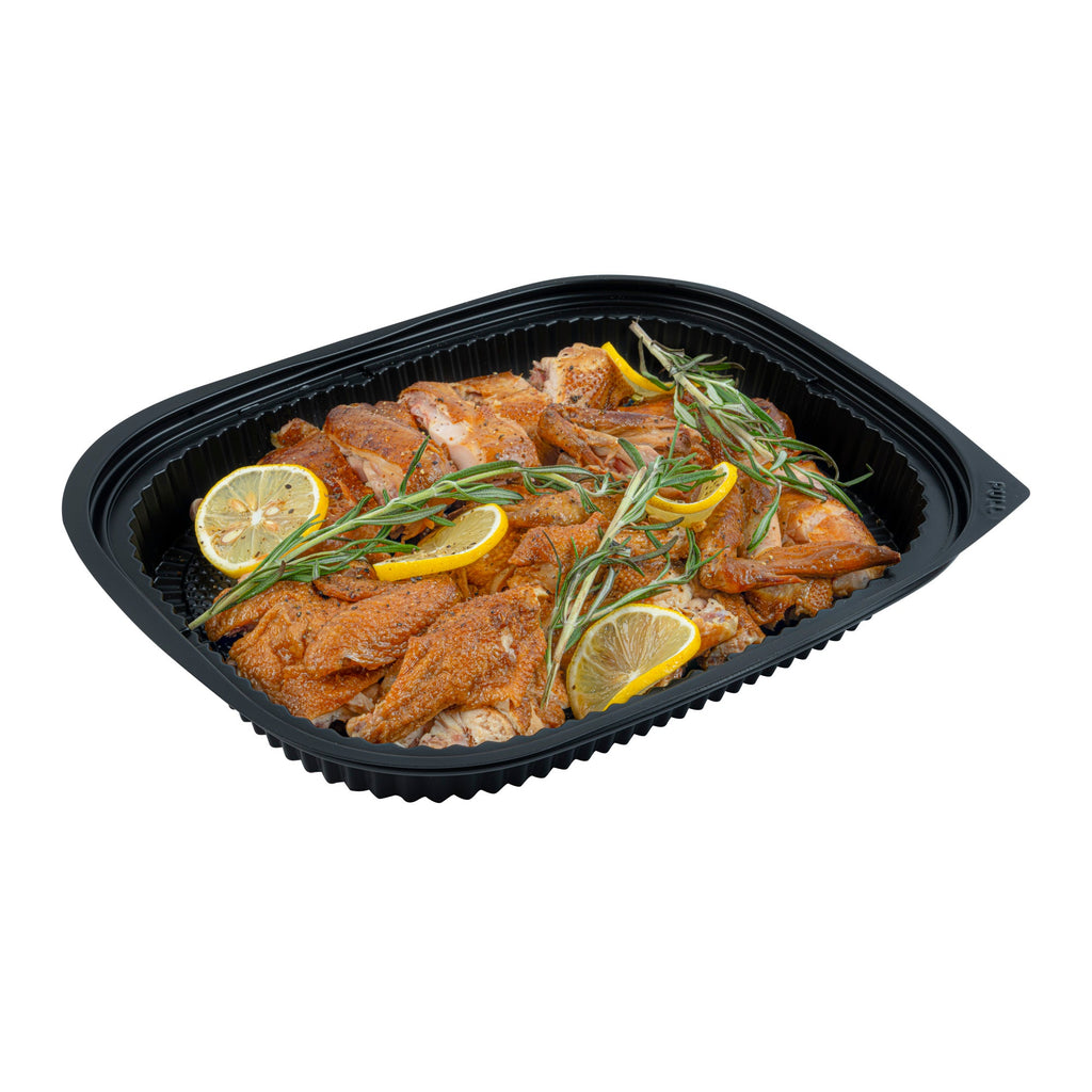 Chef 101 59 oz Rectangle Black Plastic Food Container - Microwavable - 13 1/2" x 9 1/2" x 1 1/2" - 20 count box