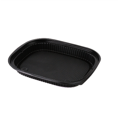 Chef 101 59 oz Rectangle Black Plastic Food Container - Microwavable - 13 1/2" x 9 1/2" x 1 1/2" - 100 count box