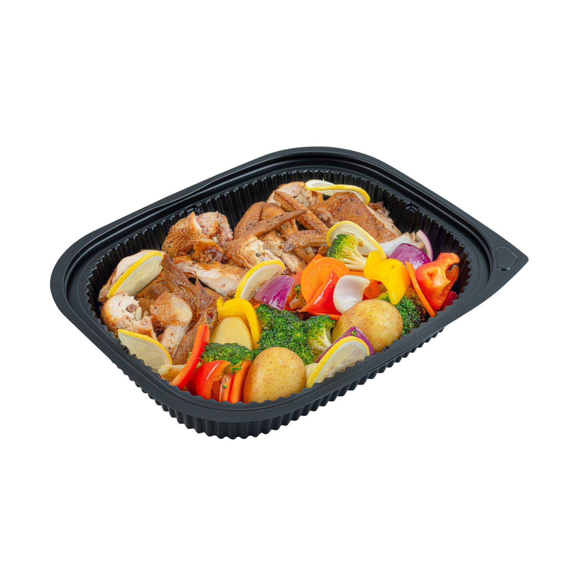 Chef 101 88 oz Rectangle Black Plastic Food Container - Microwavable - 13 1/2" x 9 1/2" x 2 1/4" - 20 count box