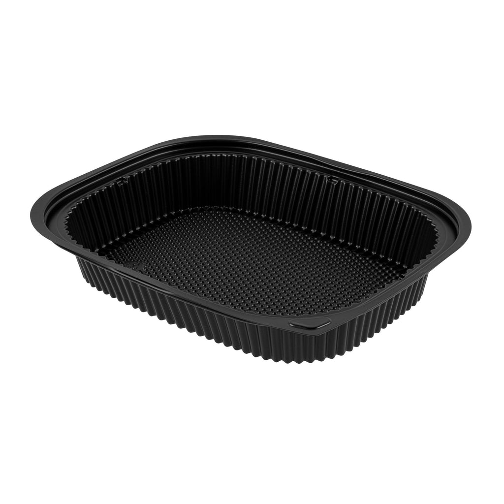 Chef 101 88 oz Rectangle Black Plastic Food Container - Microwavable - 13 1/2" x 9 1/2" x 2 1/4" - 20 count box