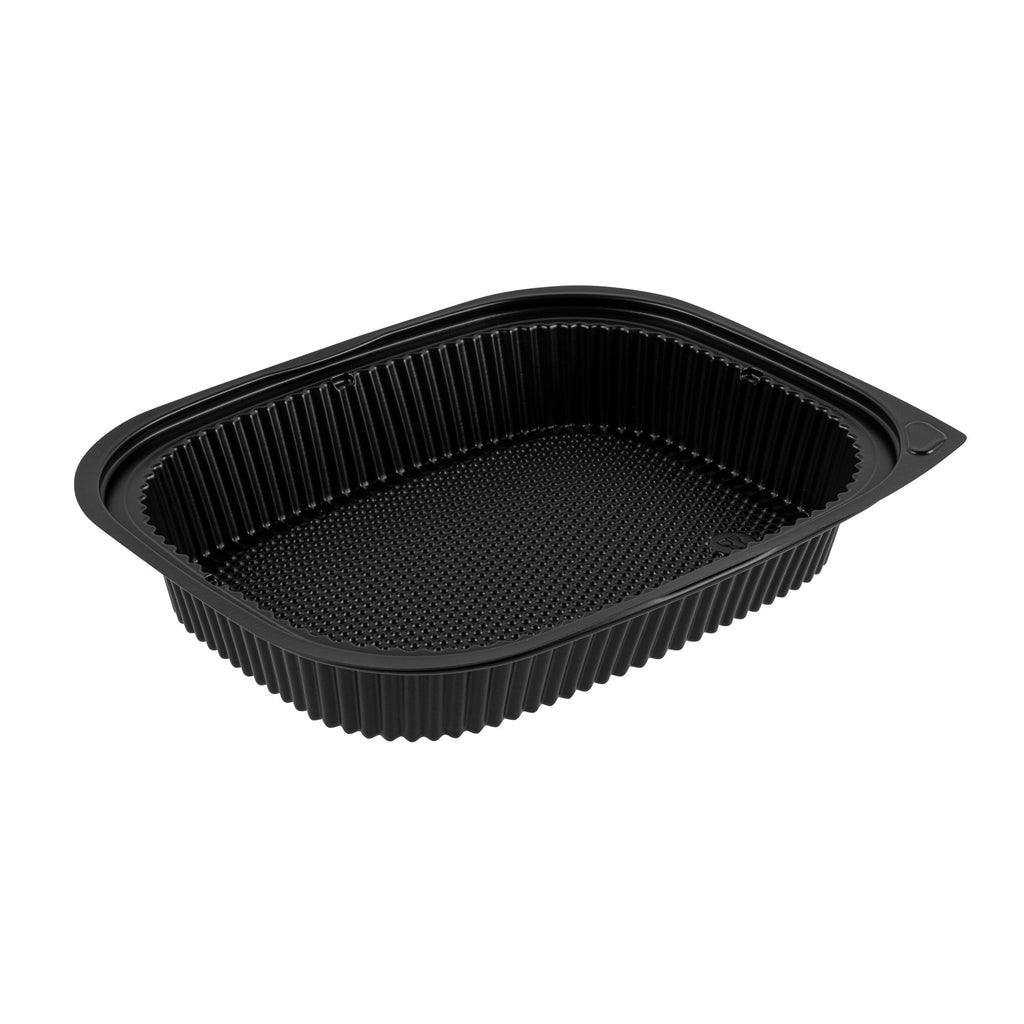 Chef 101 88 oz Rectangle Black Plastic Food Container - Microwavable - 13 1/2" x 9 1/2" x 2 1/4" - 100 count box