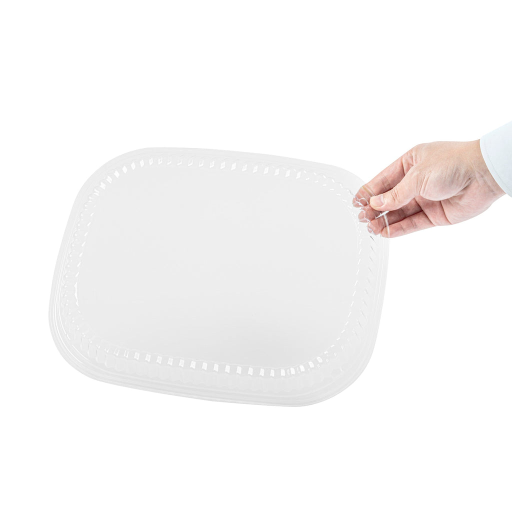 Chef 101 Rectangle Clear Plastic Lid - Microwavable, Fits 59 oz & 88 oz Food Containers - 13 1/2" x 9 1/2" x 1" - 100 count box