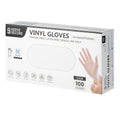 Serve Secure Clear Medium Vinyl Gloves - Powder-Free, Latex-Free - 9" x 3 3/4" - 100 count box