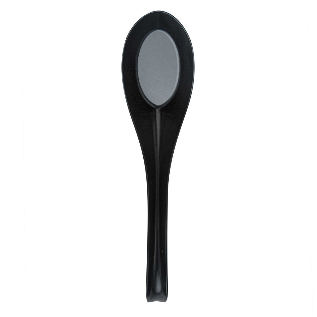Chef 101 Black Plastic Asian Soup Spoon - 6 1/2" x 1 3/4" x 3 1/4" - 100 count box