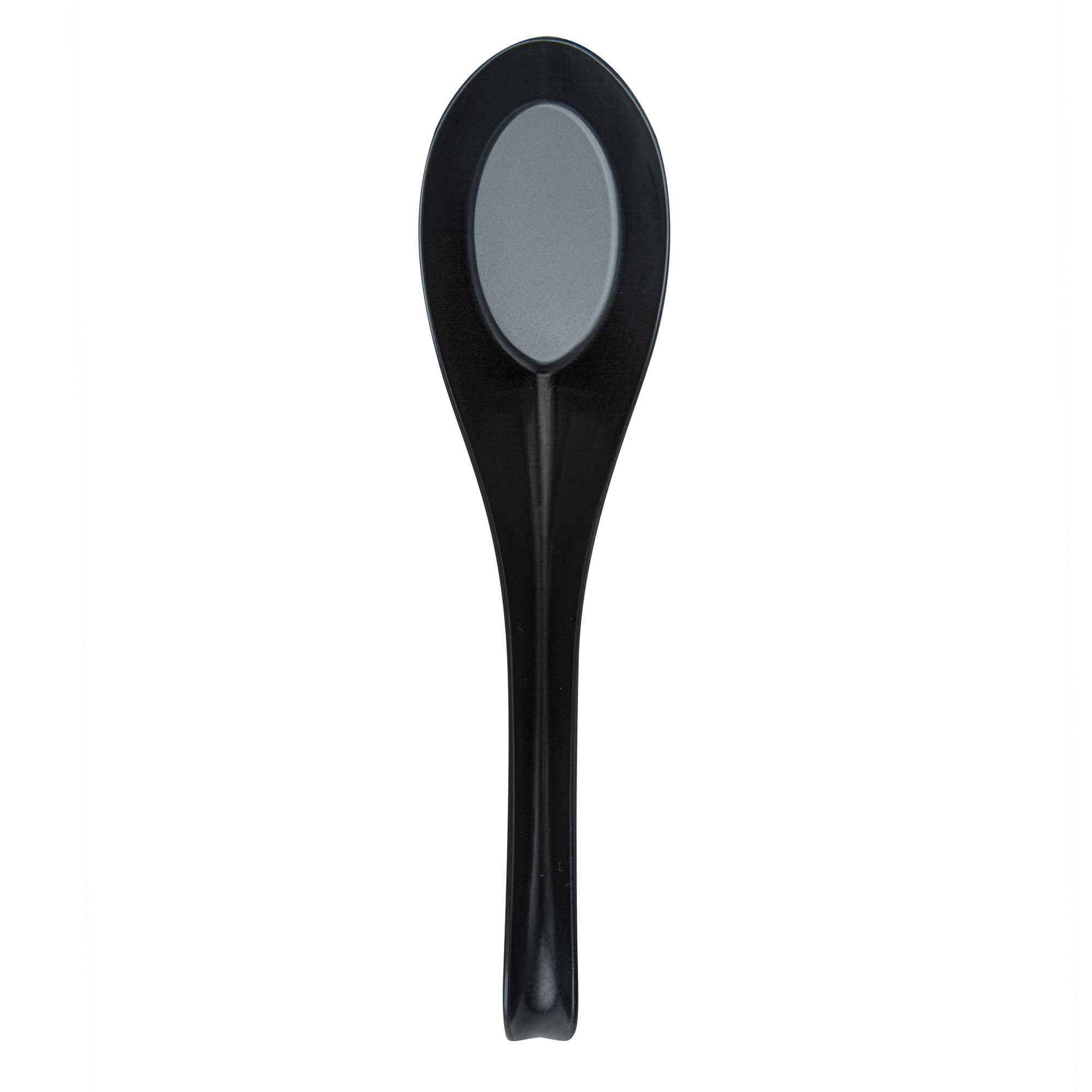 Chef 101 Black Plastic Asian Soup Spoon - 6 1/2" x 1 3/4" x 3 1/4" - 100 count box