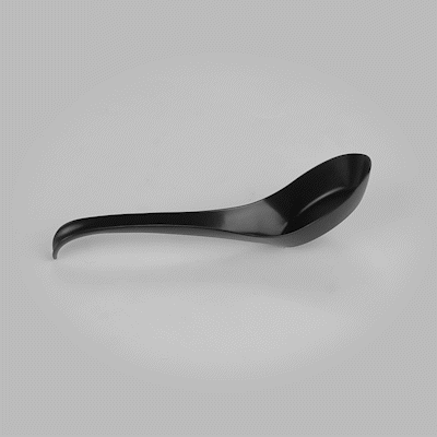 Chef 101 Black Plastic Asian Soup Spoon - 6 1/2" x 1 3/4" x 3 1/4" - 1000 count box