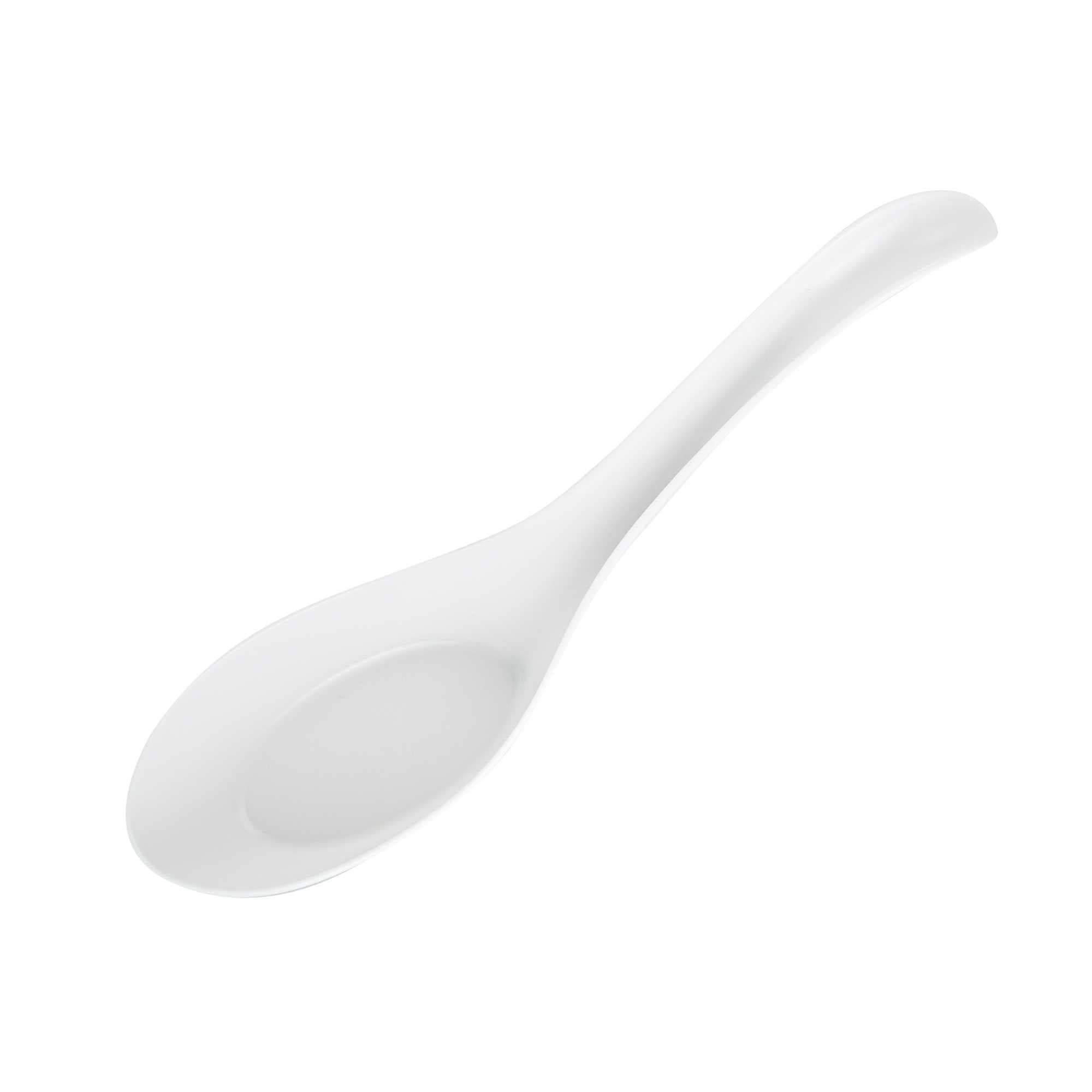 Chef 101 White Plastic Asian Soup Spoon - 6 1/2" x 1 3/4" x 3 1/4" - 100 count box