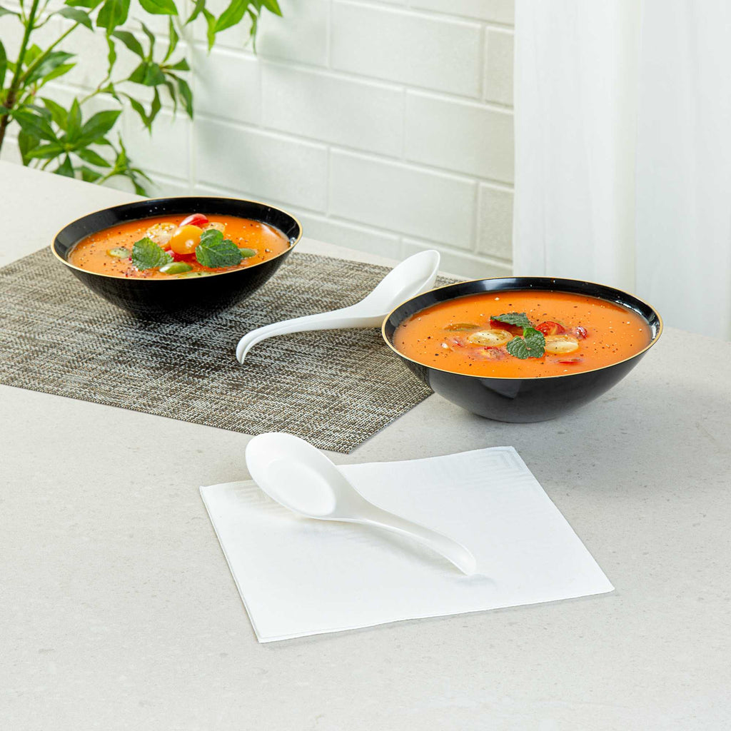 Chef 101 White Plastic Asian Soup Spoon - 6 1/2" x 1 3/4" x 3 1/4" - 100 count box