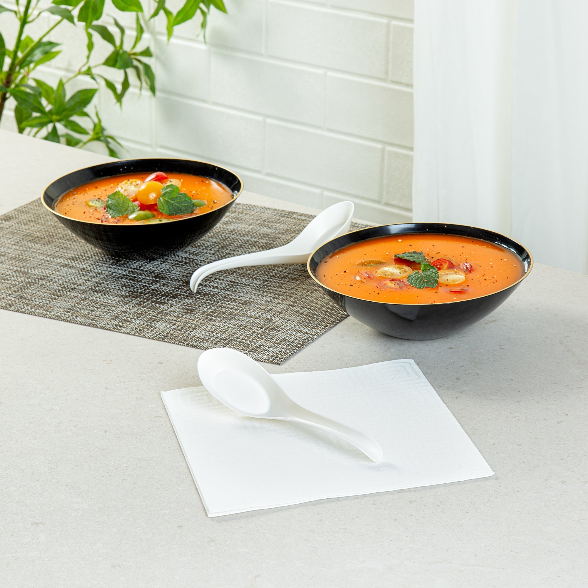 Chef 101 White Plastic Asian Soup Spoon - 6 1/2" x 1 3/4" x 3 1/4" - 1000 count box