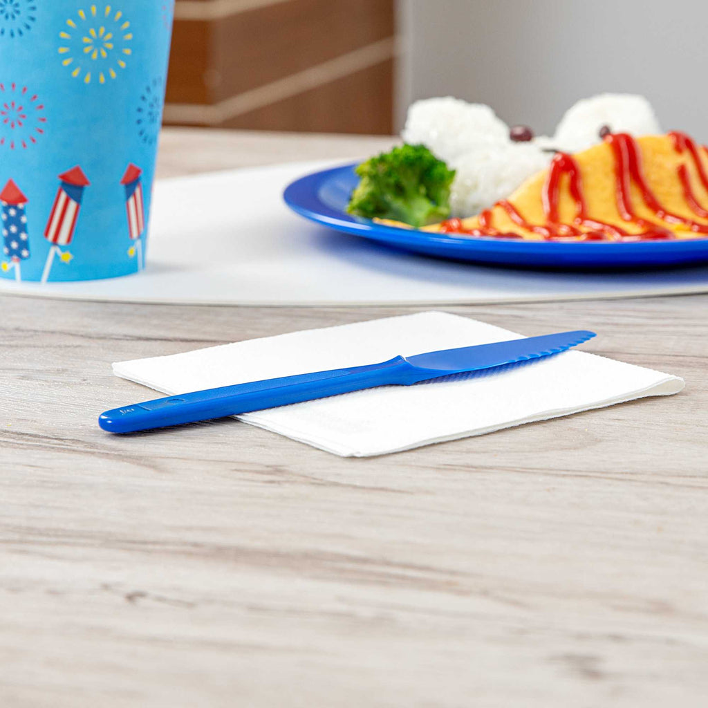 RW Kids Blue Plastic Knife - 7" - 10 count box