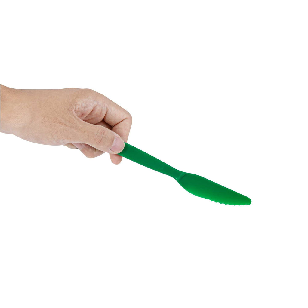 RW Kids Green Plastic Knife - 7" - 10 count box