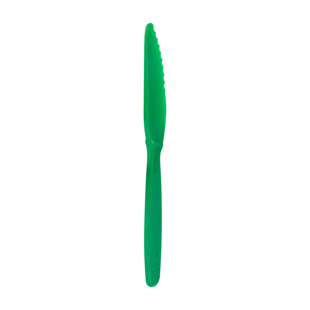 RW Kids Green Plastic Knife - 7" - 10 count box