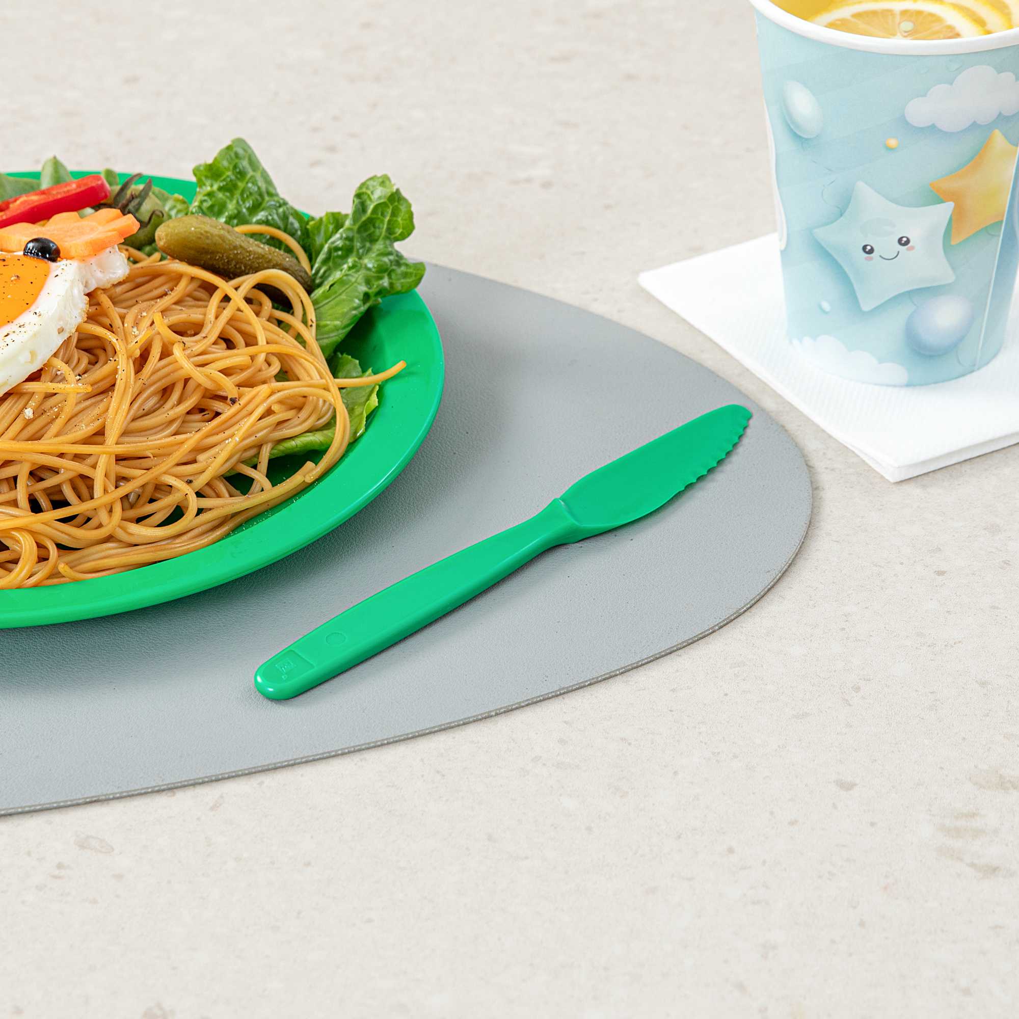 RW Kids Green Plastic Knife - 7" - 10 count box