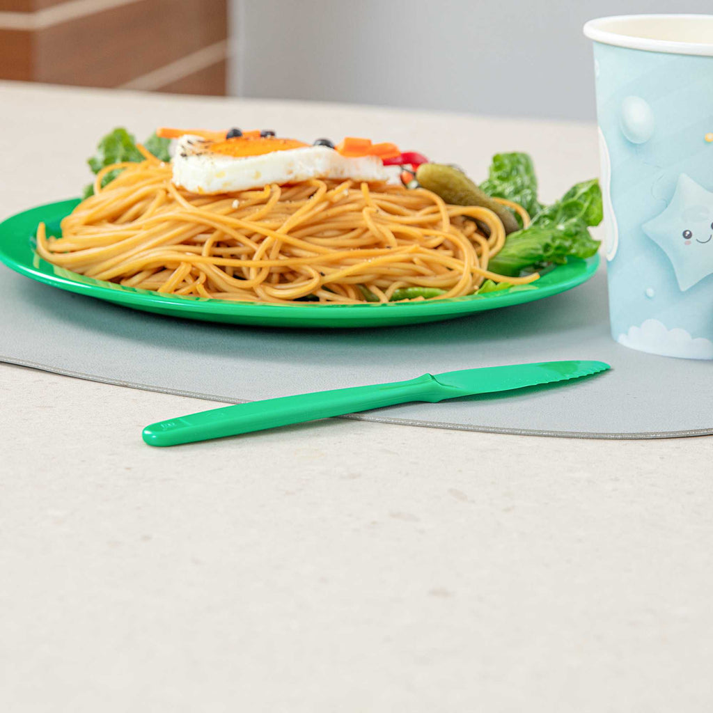 RW Kids Green Plastic Knife - 7" - 10 count box