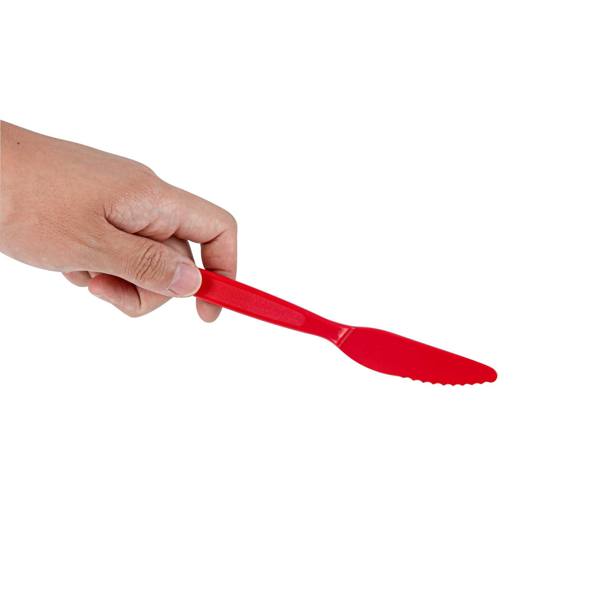 RW Kids Red Plastic Knife - 7" - 10 count box