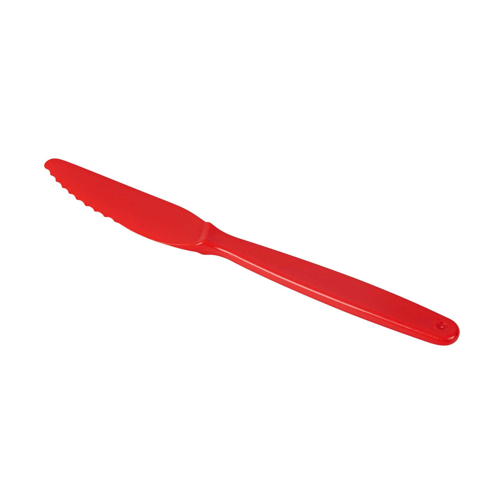 RW Kids Red Plastic Knife - 7" - 10 count box