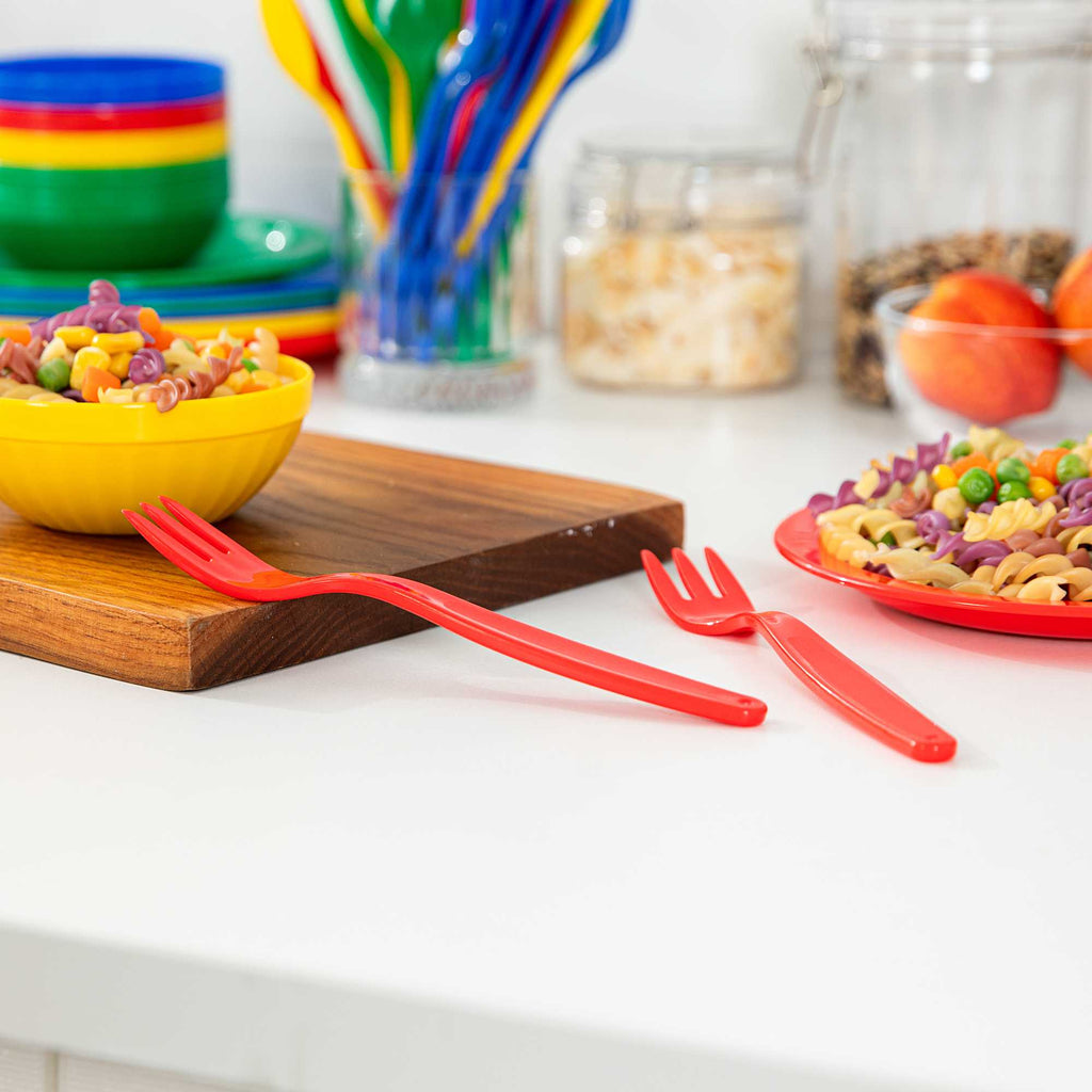 RW Kids Red Plastic Fork - 6 3/4" - 10 count box