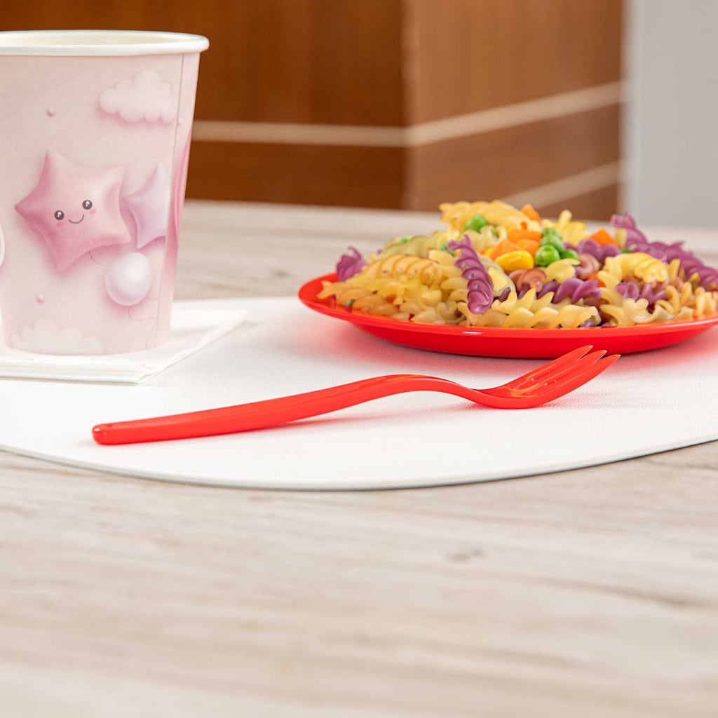 RW Kids Red Plastic Fork - 6 3/4" - 10 count box