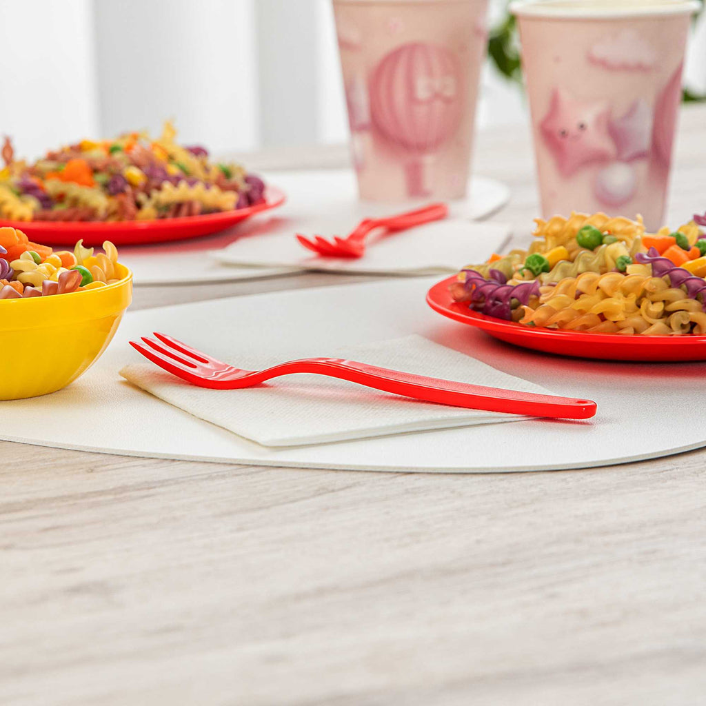 RW Kids Red Plastic Fork - 6 3/4" - 10 count box