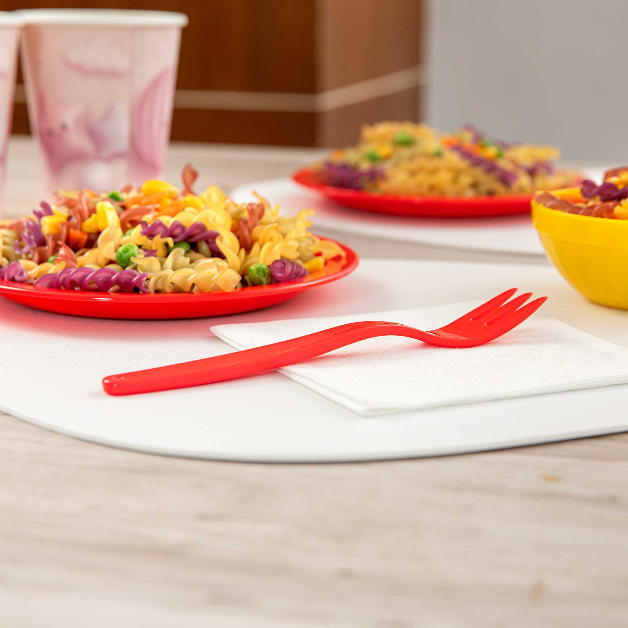 RW Kids Red Plastic Fork - 6 3/4" - 10 count box