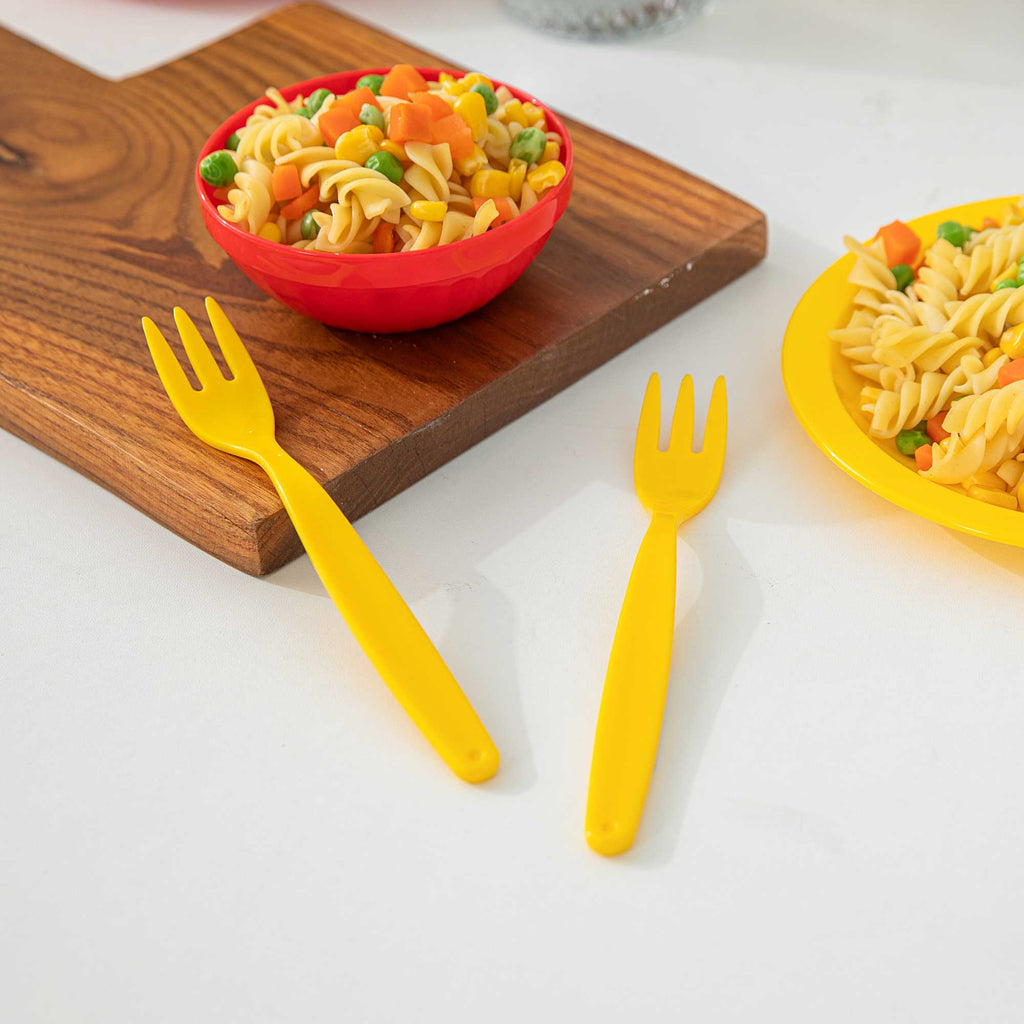 RW Kids Yellow Plastic Fork - 6 3/4" - 10 count box