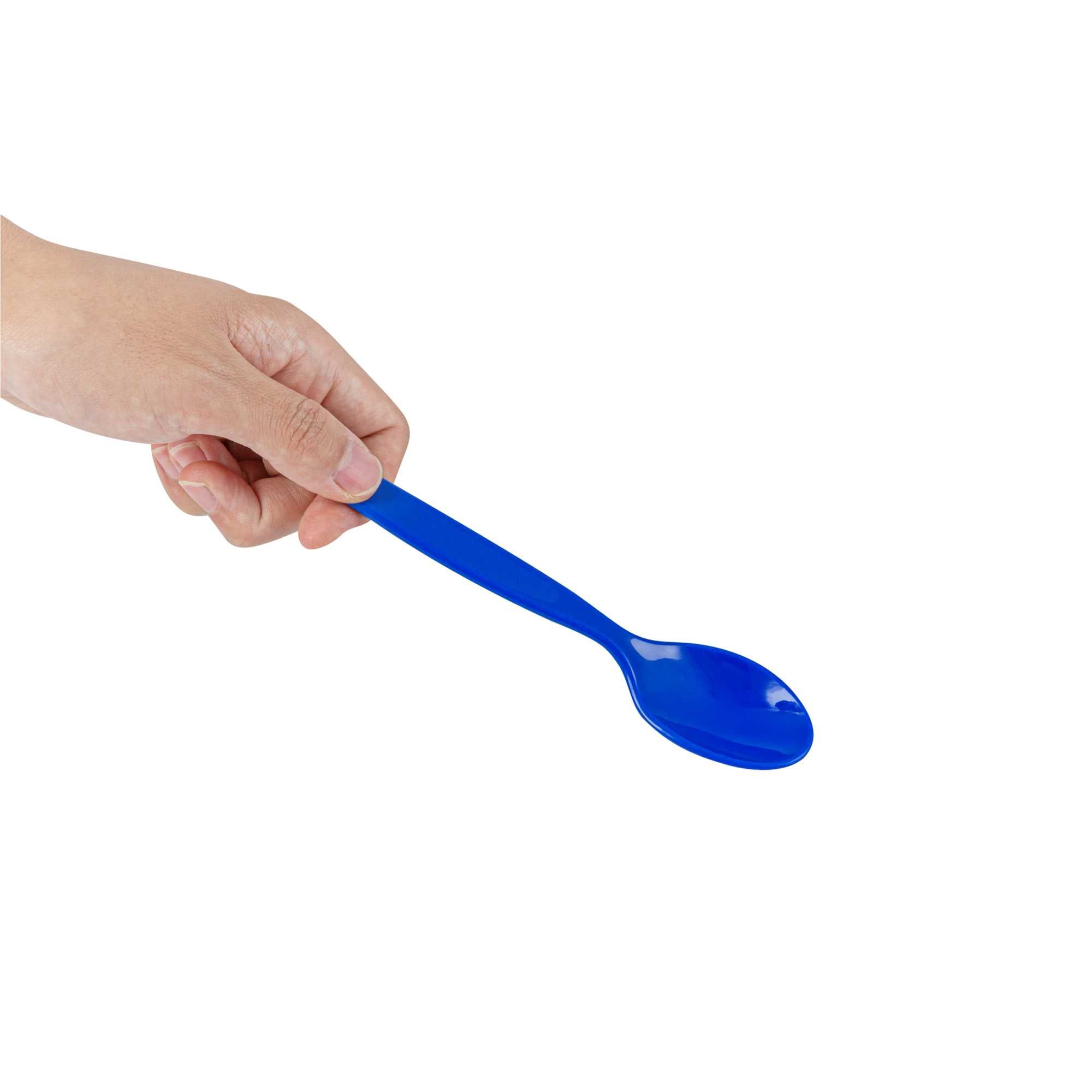 RW Kids Blue Plastic Spoon - 6 3/4" x 1 1/4" - 10 count box