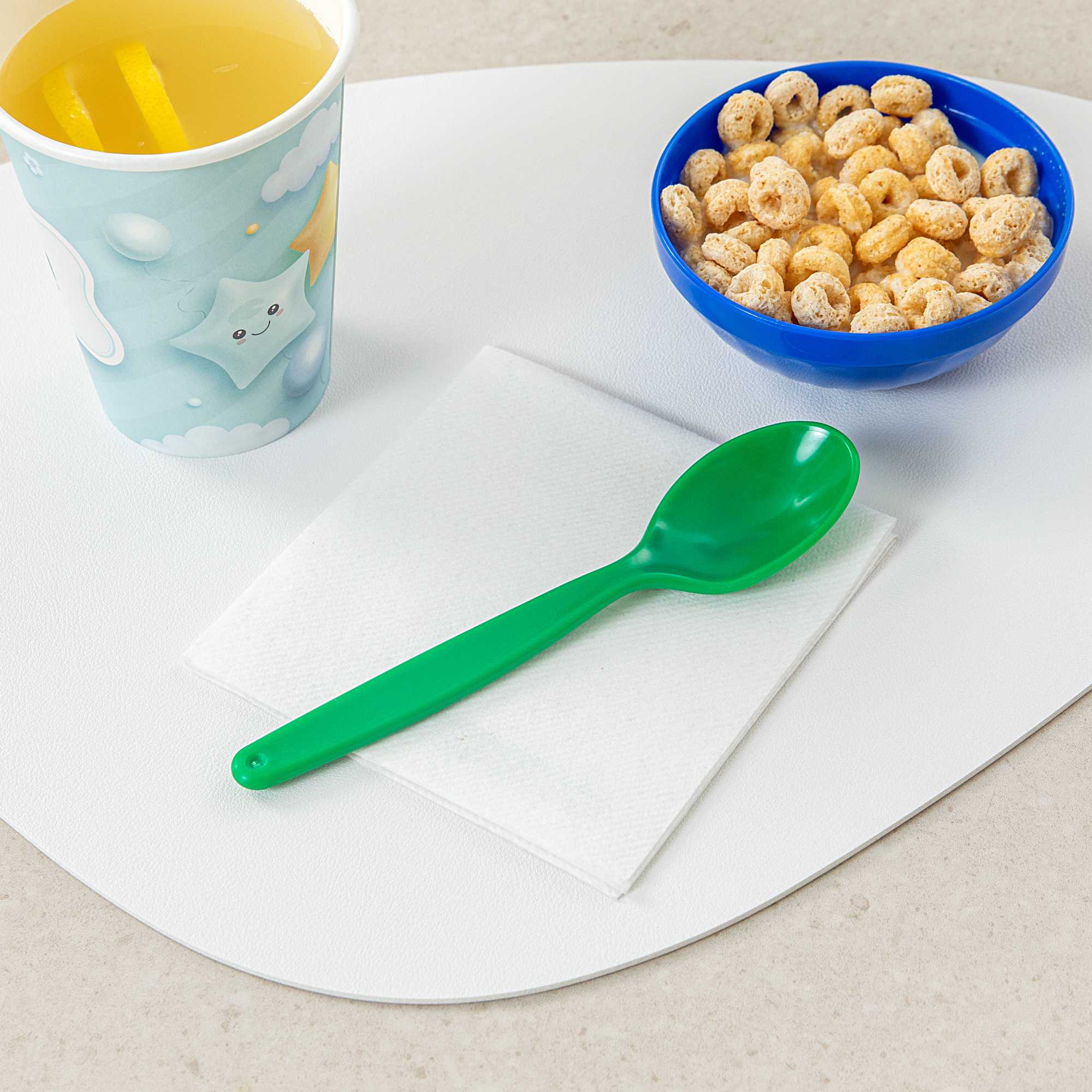 RW Kids Green Plastic Spoon - 6 3/4" x 1 1/4" - 10 count box