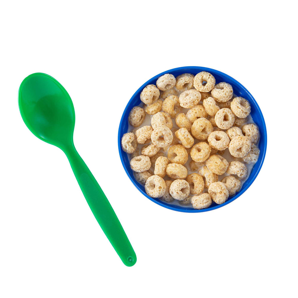 RW Kids Green Plastic Spoon - 6 3/4" x 1 1/4" - 10 count box