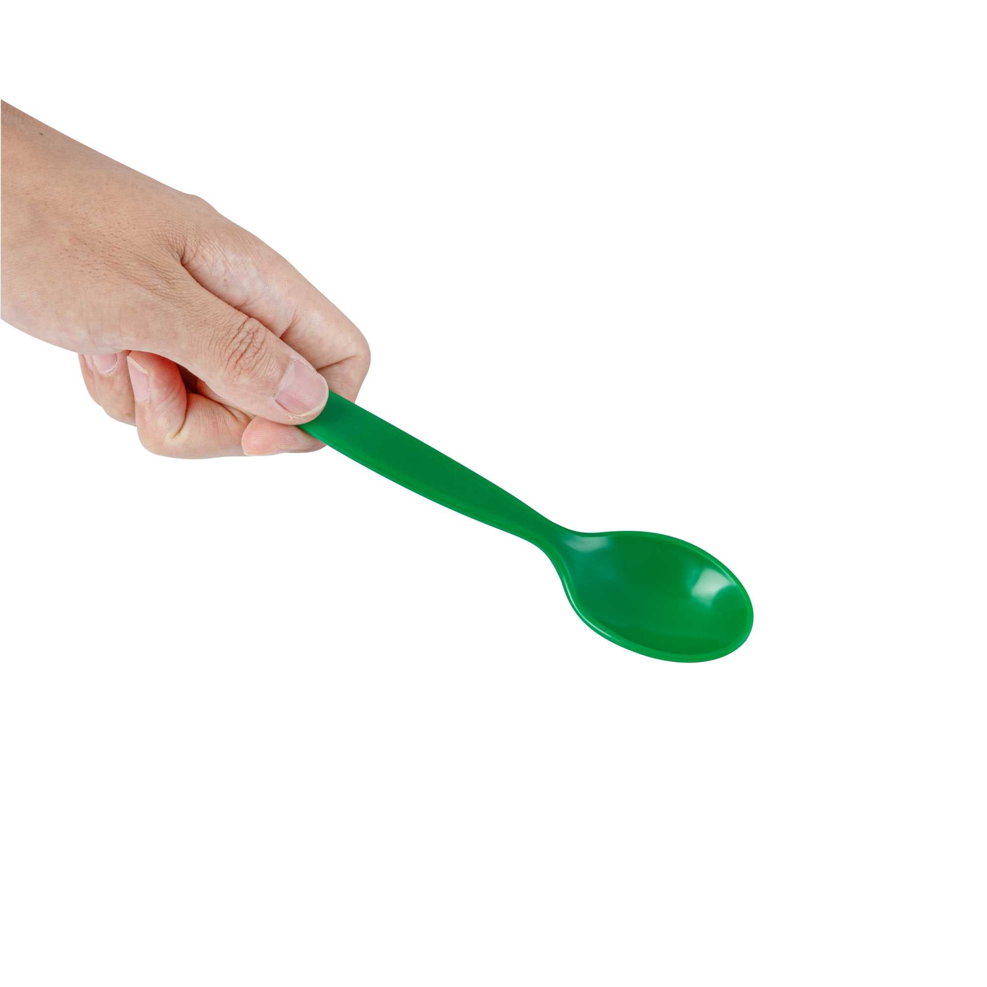 RW Kids Green Plastic Spoon - 6 3/4" x 1 1/4" - 10 count box
