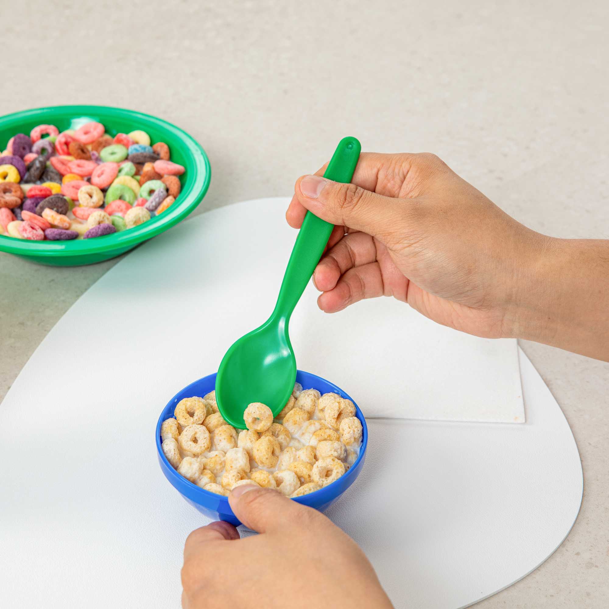 RW Kids Green Plastic Spoon - 6 3/4" x 1 1/4" - 10 count box