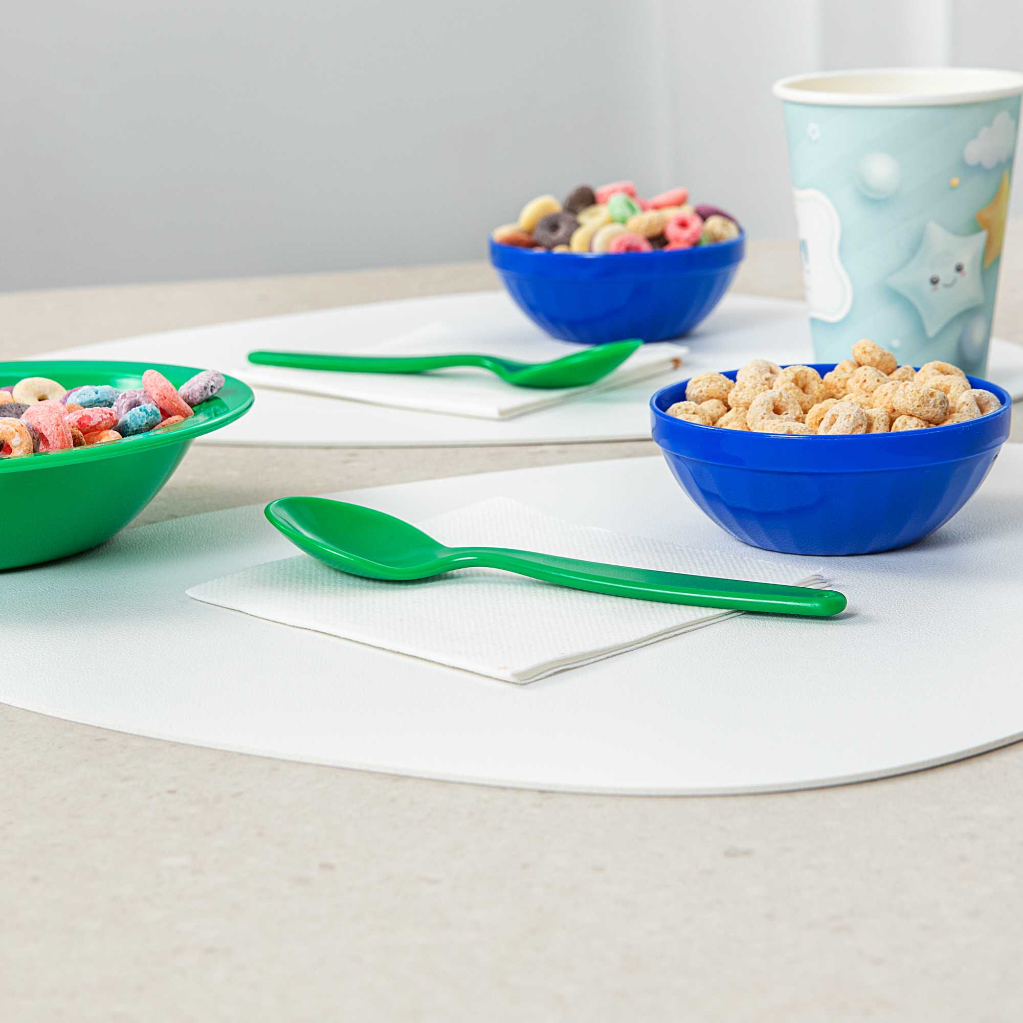 RW Kids Green Plastic Spoon - 6 3/4" x 1 1/4" - 10 count box