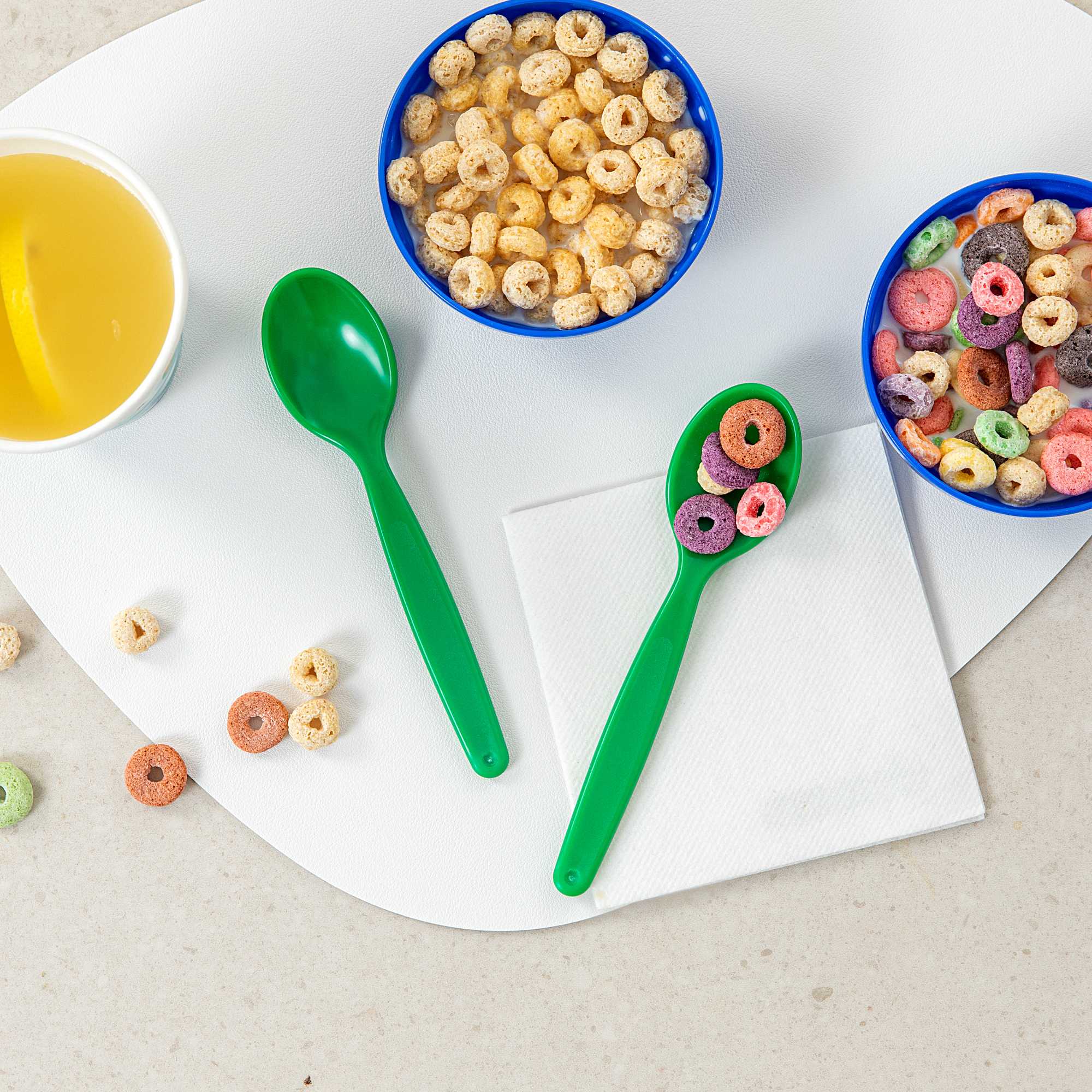 RW Kids Green Plastic Spoon - 6 3/4" x 1 1/4" - 10 count box