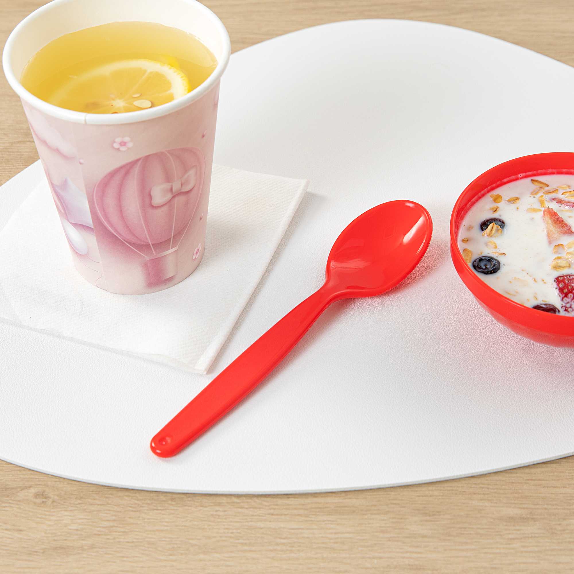 RW Kids Red Plastic Spoon - 6 3/4" x 1 1/4" - 10 count box
