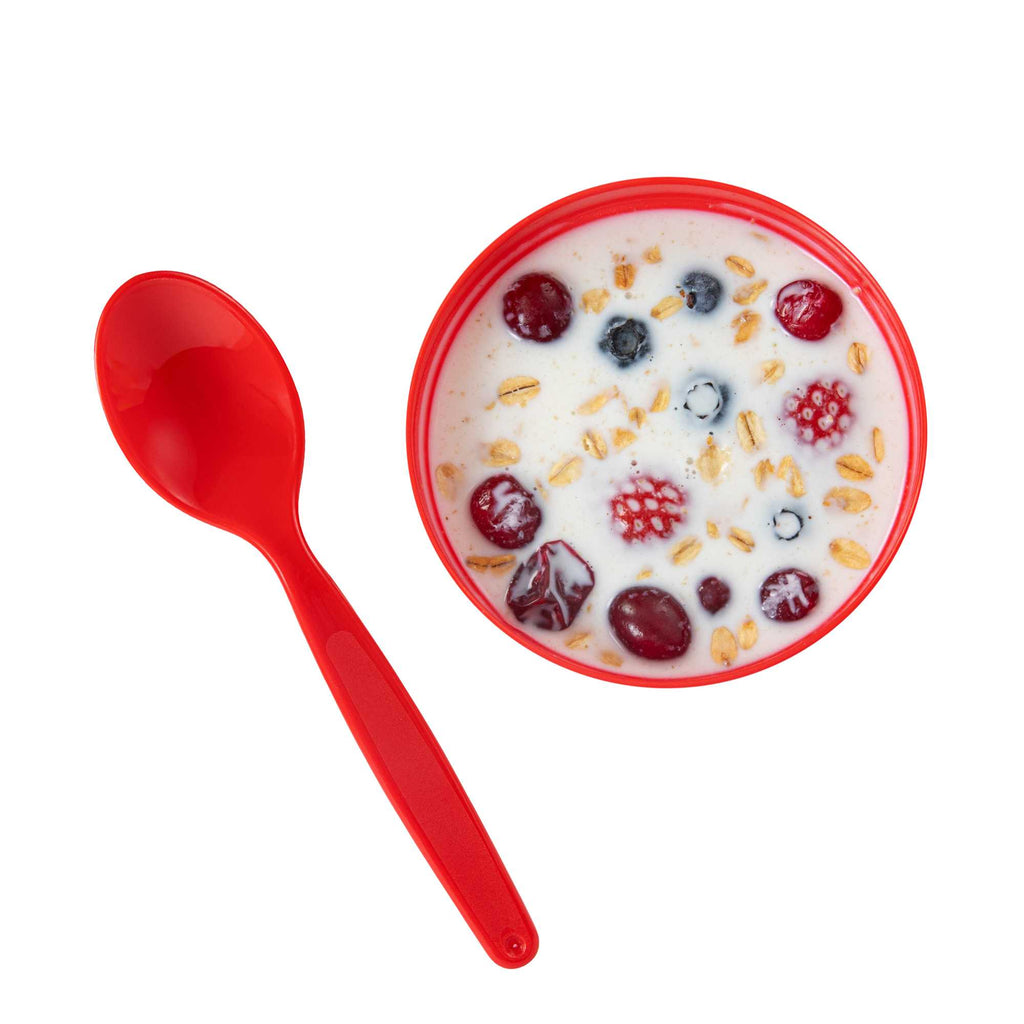 RW Kids Red Plastic Spoon - 6 3/4" x 1 1/4" - 10 count box