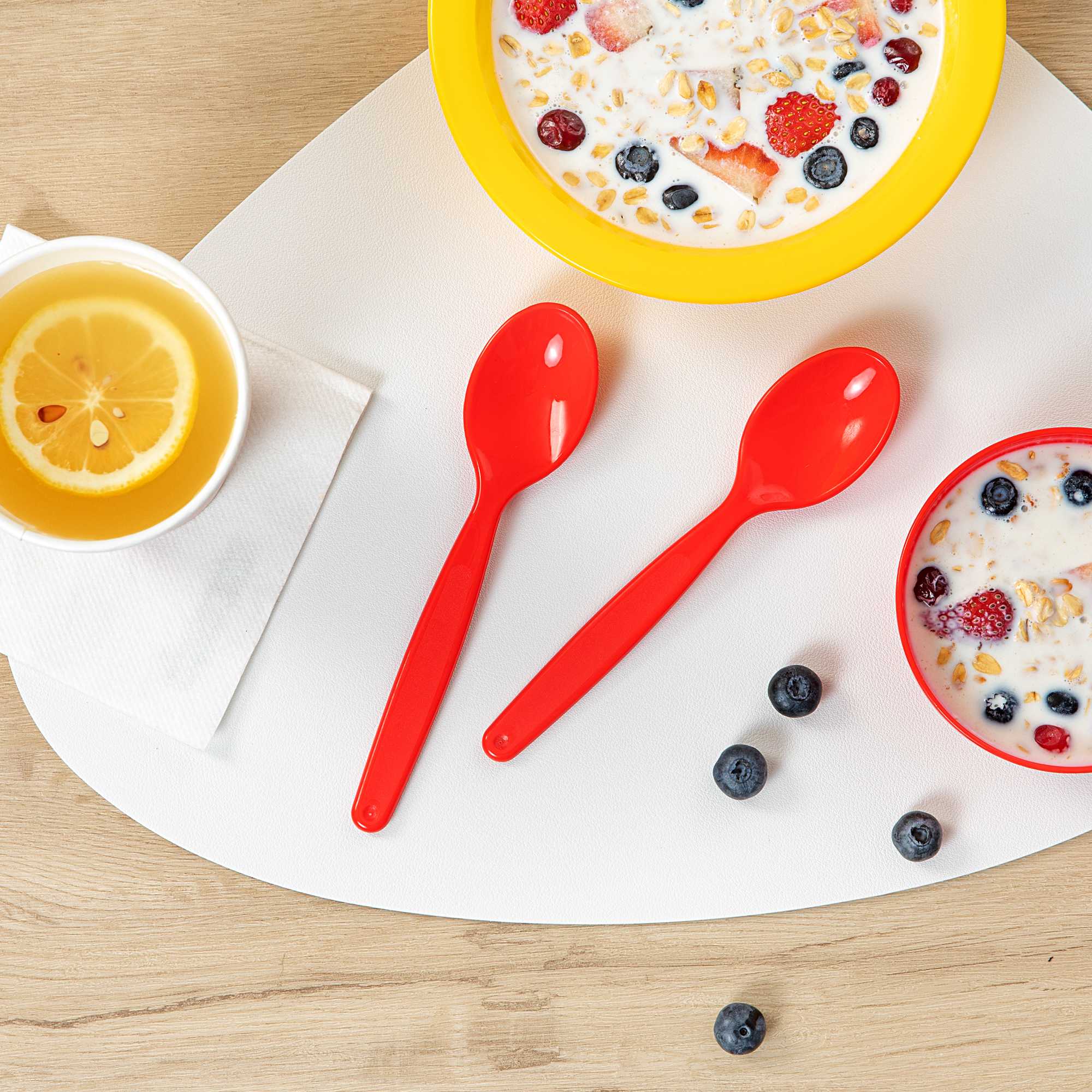 RW Kids Red Plastic Spoon - 6 3/4" x 1 1/4" - 10 count box