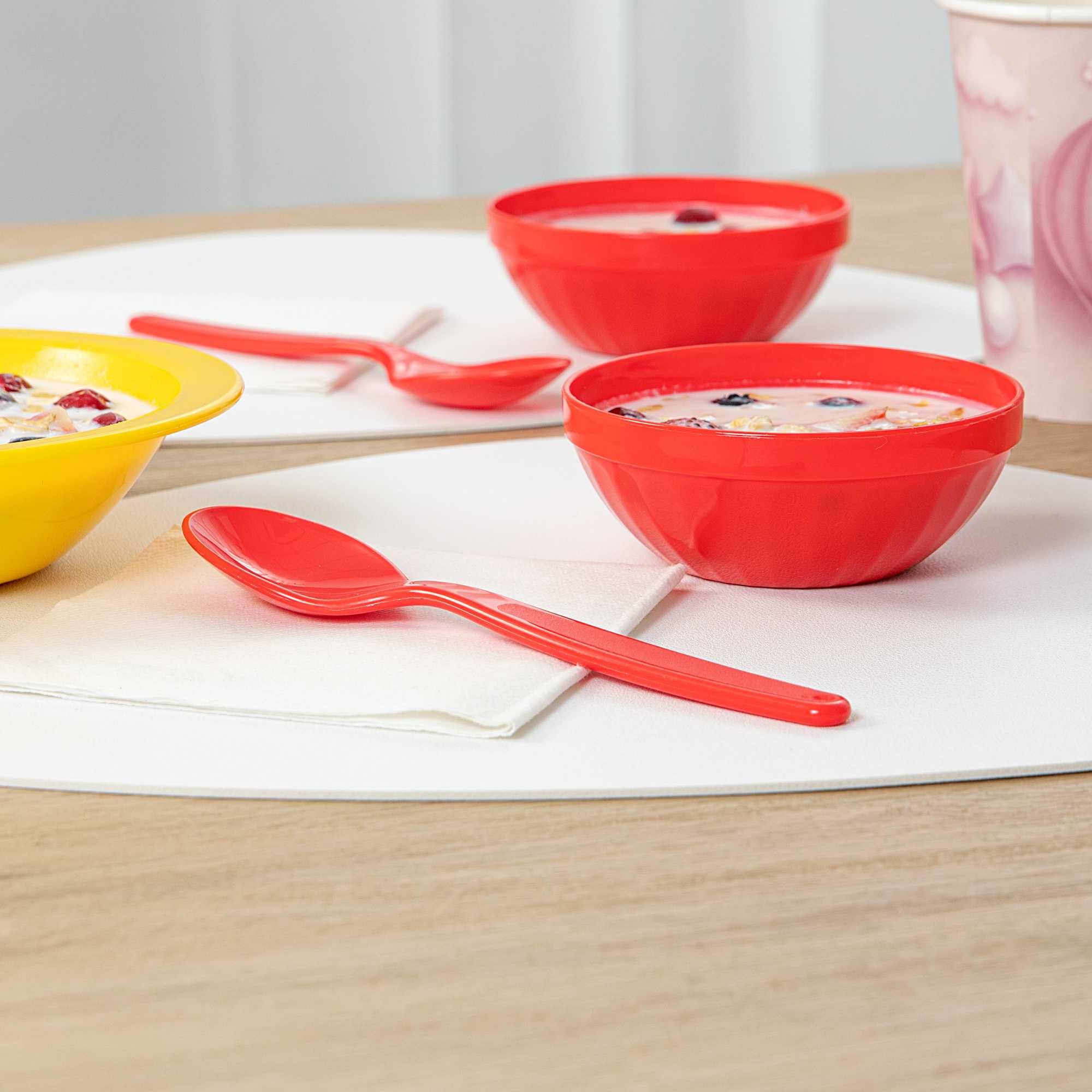 RW Kids Red Plastic Spoon - 6 3/4" x 1 1/4" - 10 count box