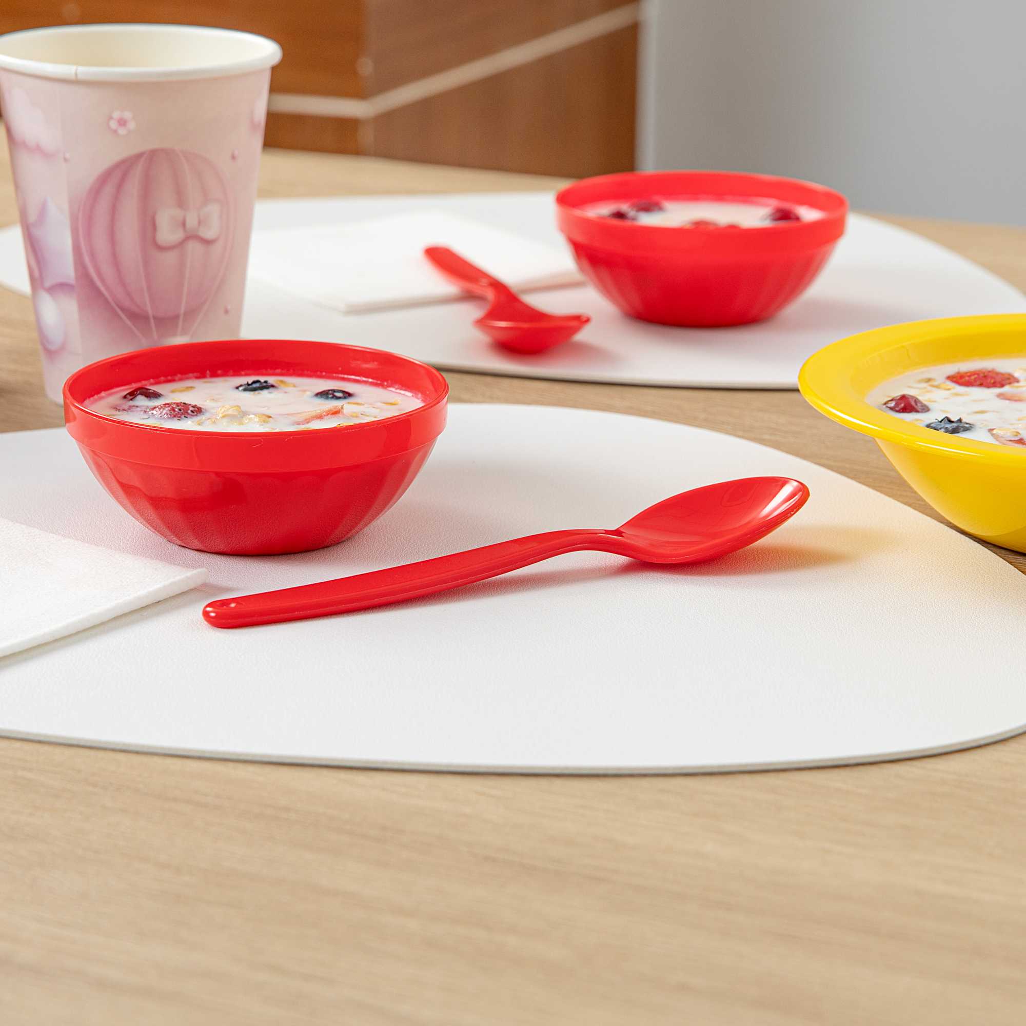 RW Kids Red Plastic Spoon - 6 3/4" x 1 1/4" - 10 count box