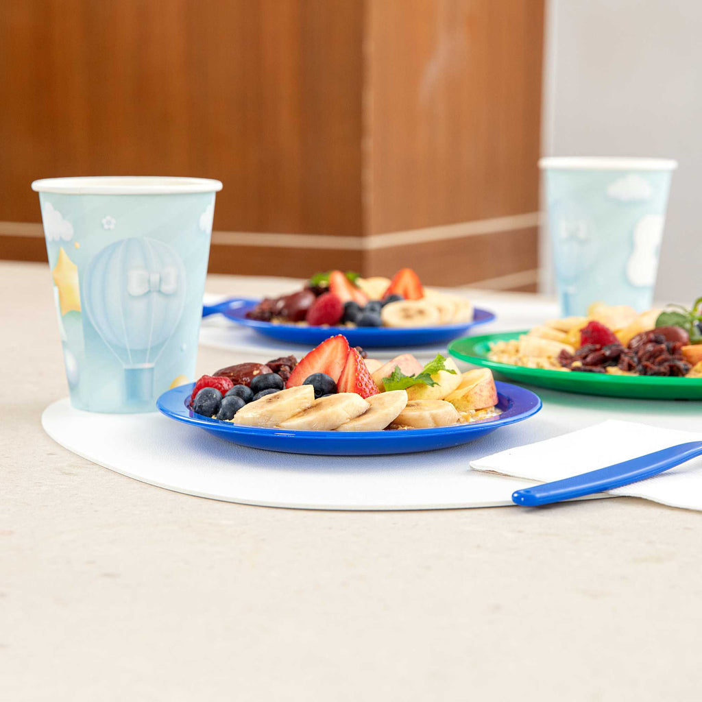RW Kids Round Blue Plastic Plate - 6 3/4" x 6 3/4" - 10 count box