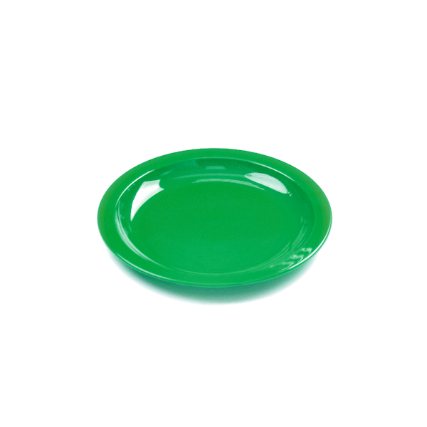 RW Kids Round Green Plastic Plate - 6 3/4" x 6 3/4" - 10 count box