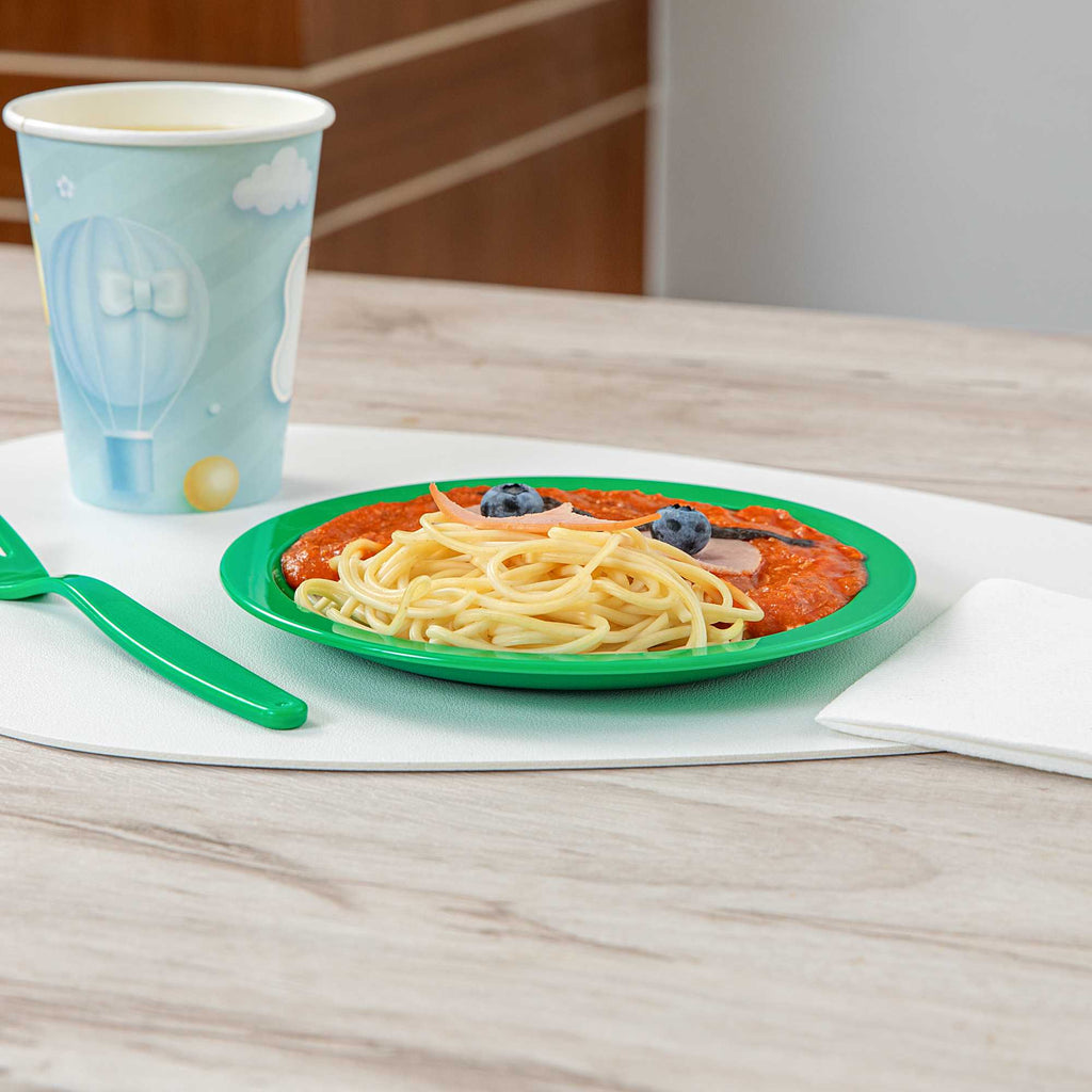 RW Kids Round Green Plastic Plate - 6 3/4" x 6 3/4" - 10 count box